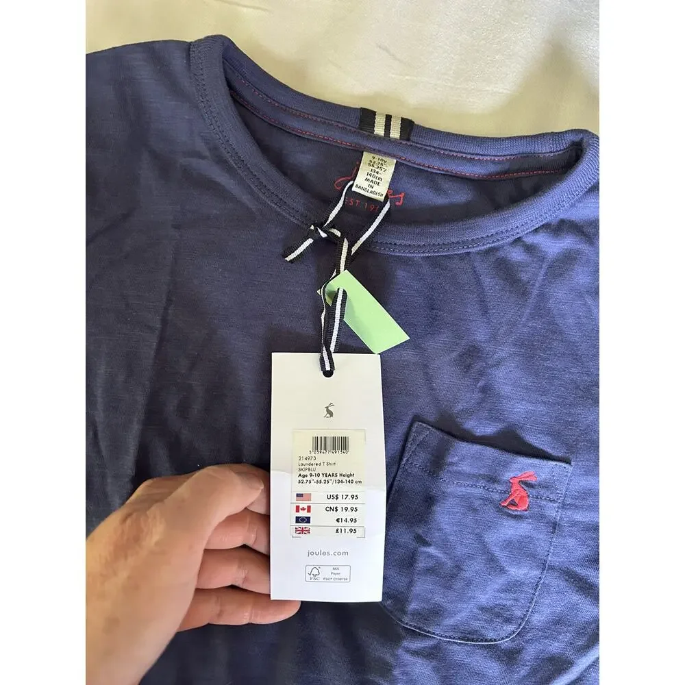 NEW Joules Navy Blue Pocket Shirt size 9-10